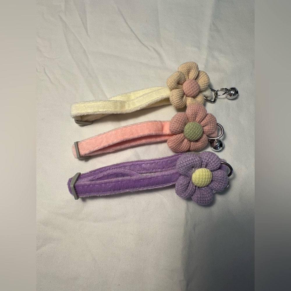 Plush Flower Cat Collars- 3 pck
